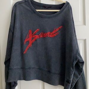 Allsaints cropped acid wash sweater size large